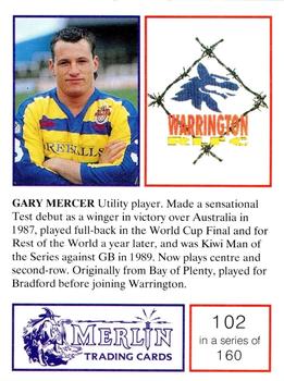 1991 Merlin Rugby League #102 Gary Mercer Back